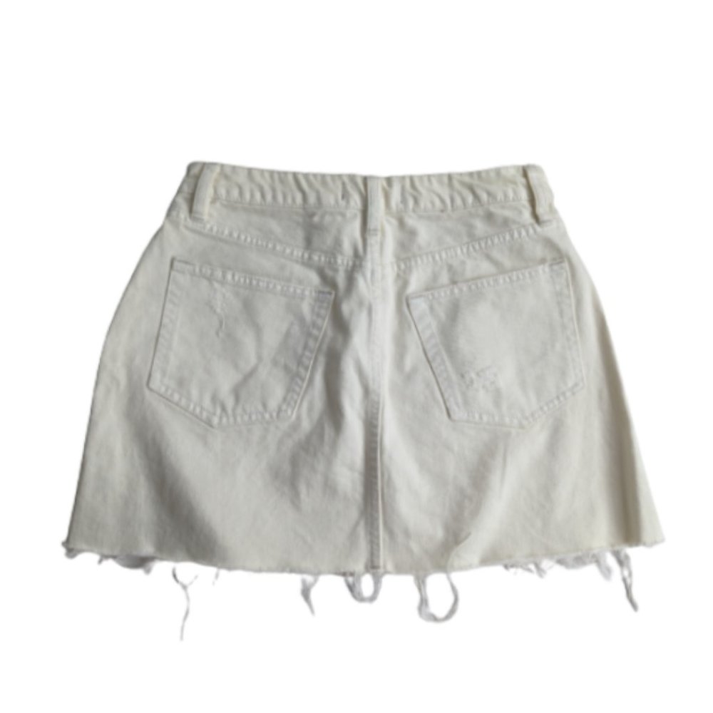 Free People We the Free Distressed Denim A-Line Mini Skirt 27 - Picture 6 of 7